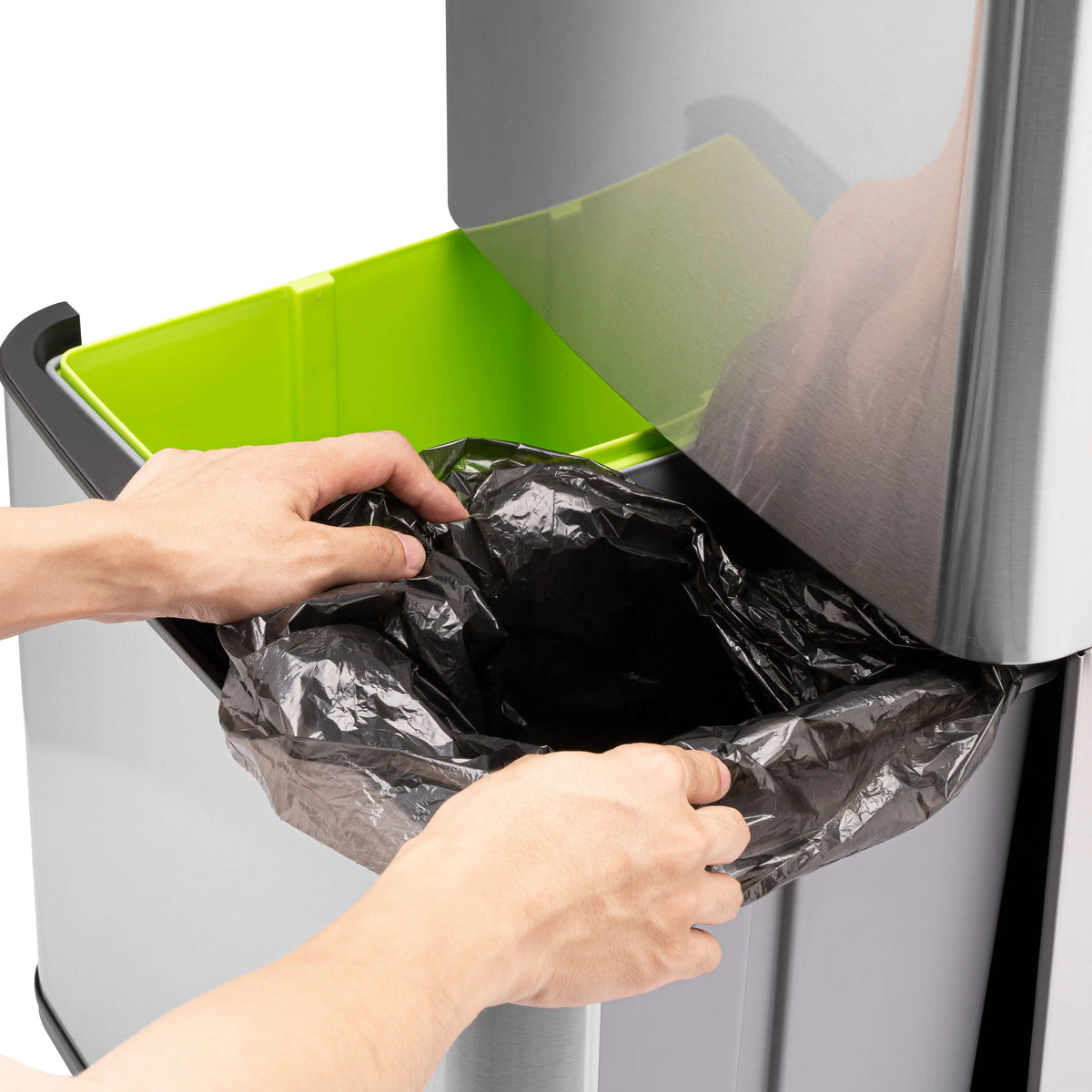 RIBELLI Mülleimer 4 Fächer mit Sensor, 72 l, Edelstahl – Ansicht 7