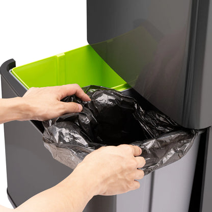 RIBELLI Mülleimer 4 Fächer mit Sensor, 72 l, Edelstahl – Ansicht 11