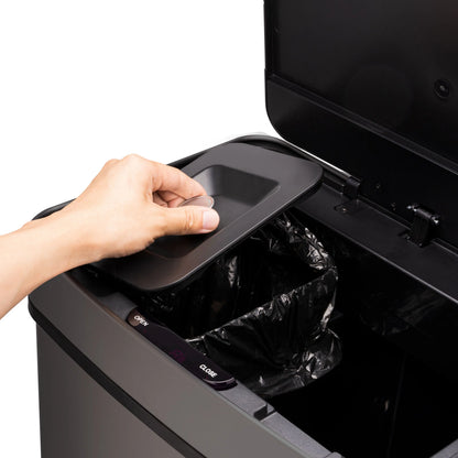 RIBELLI Mülleimer 4 Fächer mit Sensor, 72 l, Edelstahl – Ansicht 12