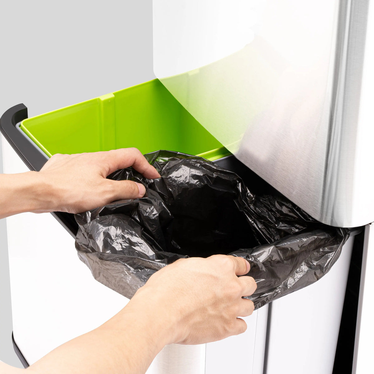 RIBELLI Mülleimer 4 Fächer mit Sensor, 72 l, Edelstahl – Ansicht 23