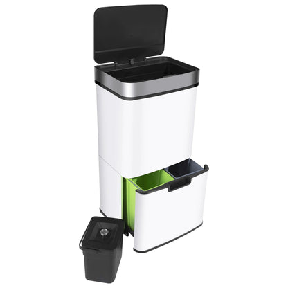 RIBELLI Mülleimer 4 Fächer mit Sensor, 72 l, Edelstahl – Ansicht 15