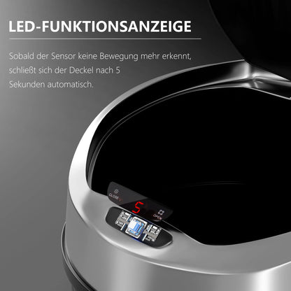 RIBELLI Mülleimer mit Sensor 40, 50, 60 Liter, Edelstahl – Ansicht 3
