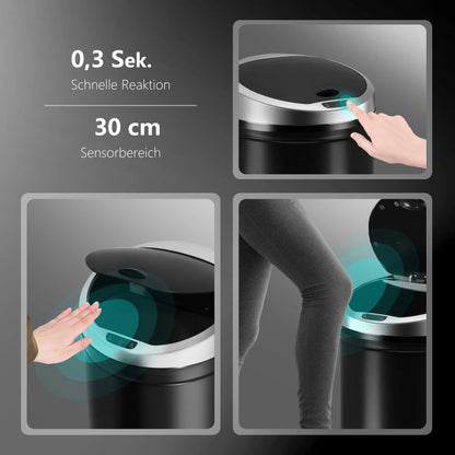 RIBELLI Mülleimer mit Sensor 40, 50, 60 Liter, Edelstahl – Ansicht 7