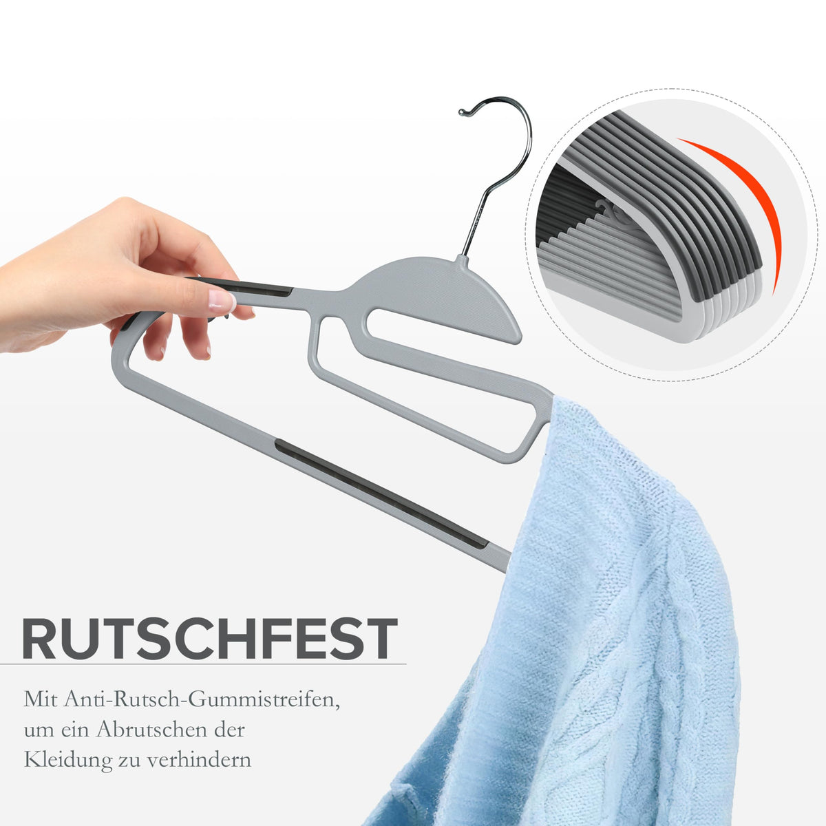 RIBELLI 50er-Set Kleiderbügel Kunststoff – rutschfest – Ansicht 4