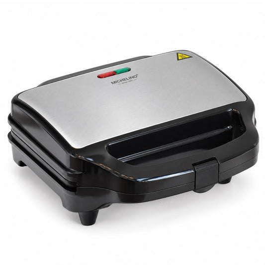 MICHELINO Sandwichmaker XXL Schwarz – 900W, große Sandwichplatte, Antihaft & vertikale Lagerung