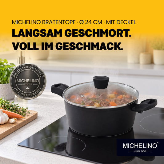 MICHELINO Bratentopf Ø 24 cm Serie Nora Sand – PFAS-frei, Keramikbeschichtung, induktionsgeeignet – Ansicht 2