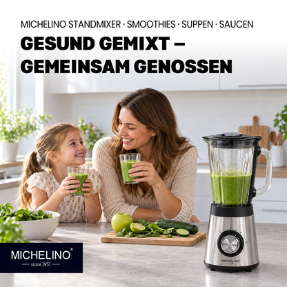 MICHELINO Standmixer 1,5 Liter Glasbehälter – 500W mit Ice-Crush & Puls-Funktion – Ansicht 8