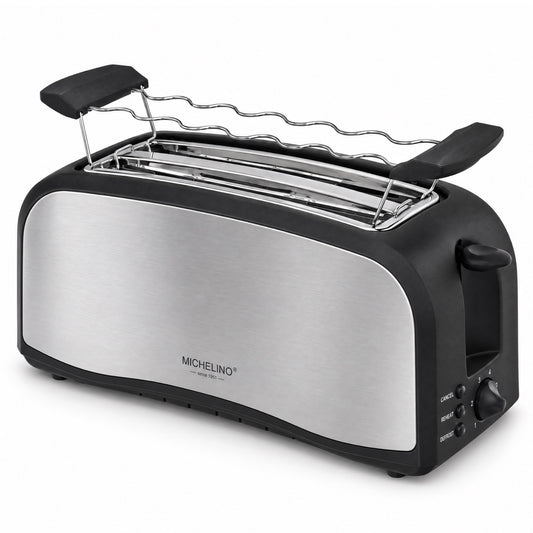 MICHELINO Toaster 4-Scheiben 1400 Watt Edelstahl Schwarz