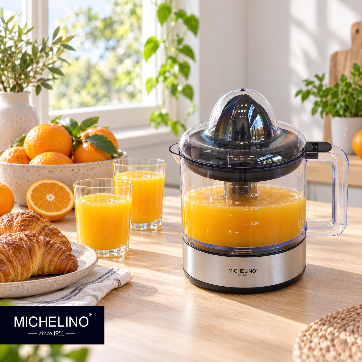 MICHELINO Elektrische Zitruspresse 1,0 Liter – 30W mit 2 Presskegeln & Aromaschutz – Ansicht 5
