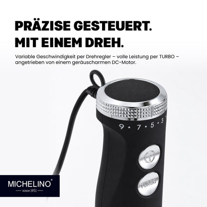 MICHELINO Stabmixer 1000 Watt Edelstahl – DC-Motor, variable Stufen & Gummischutz – Ansicht 3
