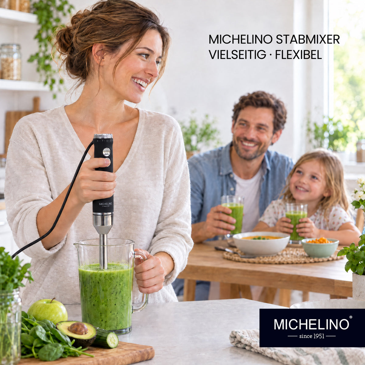 MICHELINO Stabmixer 1000 Watt Edelstahl – DC-Motor, variable Stufen & Gummischutz – Ansicht 8