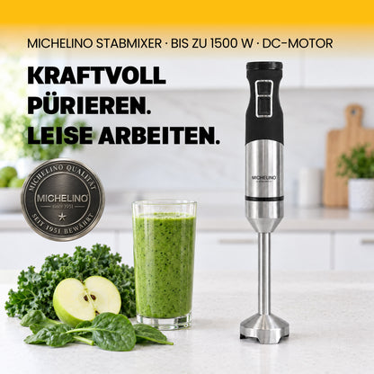 MICHELINO Stabmixer 1500 Watt Edelstahl – DC-Motor, variable Stufen & Gummischutz – Ansicht 2