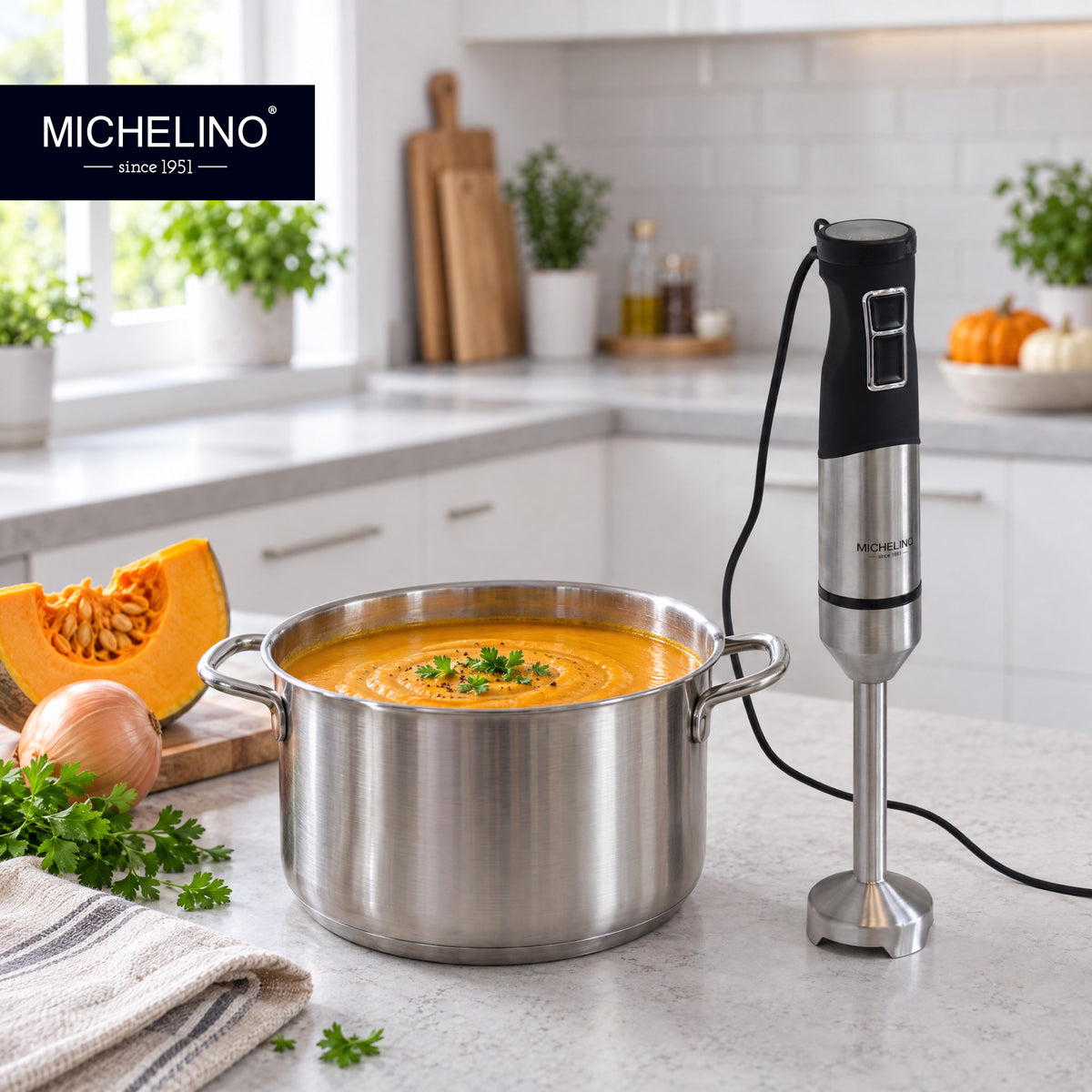 MICHELINO Stabmixer 1500 Watt Edelstahl – DC-Motor, variable Stufen & Gummischutz – Ansicht 5