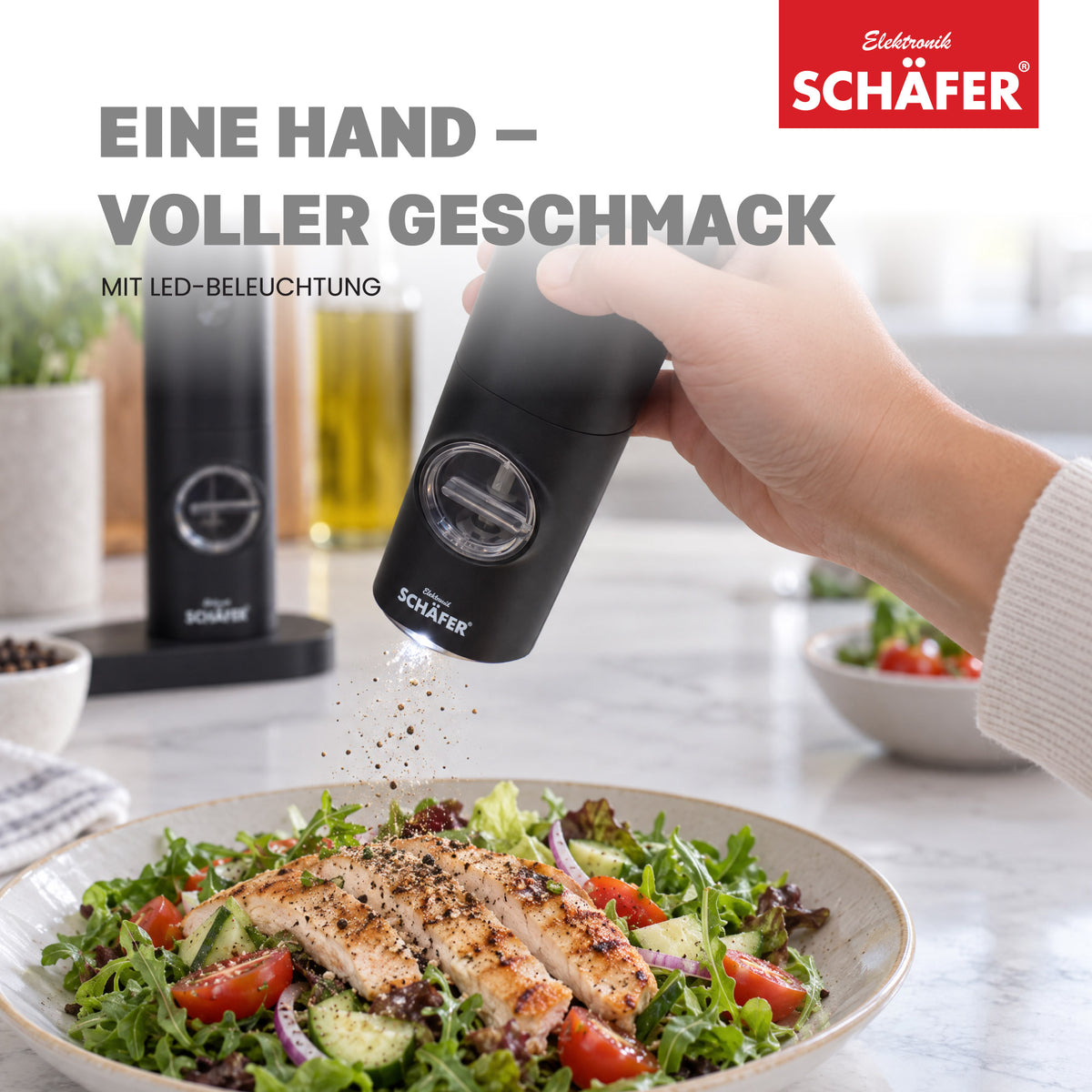 SCHÄFER 2-tlg. Gewürzmühle 16,5 × 7 × 19,5 cm Serie Venus Schwarz elektrisch – Ansicht 7