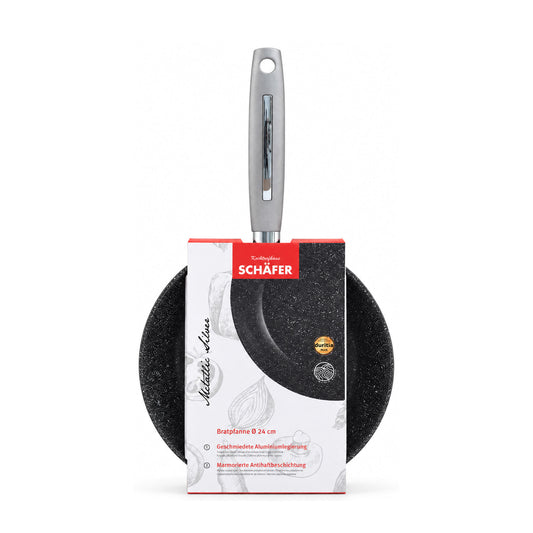 SCHÄFER Bratpfanne Ø 24 cm Metallic Silver – Antihaftbeschichtung, induktionsgeeignet