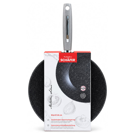 SCHÄFER Wok Ø 28 cm Metallic Silver – Antihaftbeschichtung, induktionsgeeignet