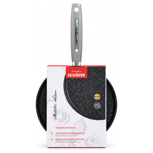 SCHÄFER Crêpepfanne Ø 24 cm Metallic Silver – Antihaftbeschichtung, induktionsgeeignet
