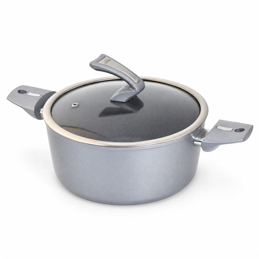 SCHÄFER Bratentopf Ø 24 cm Metallic Silver – Antihaftbeschichtung, induktionsgeeignet