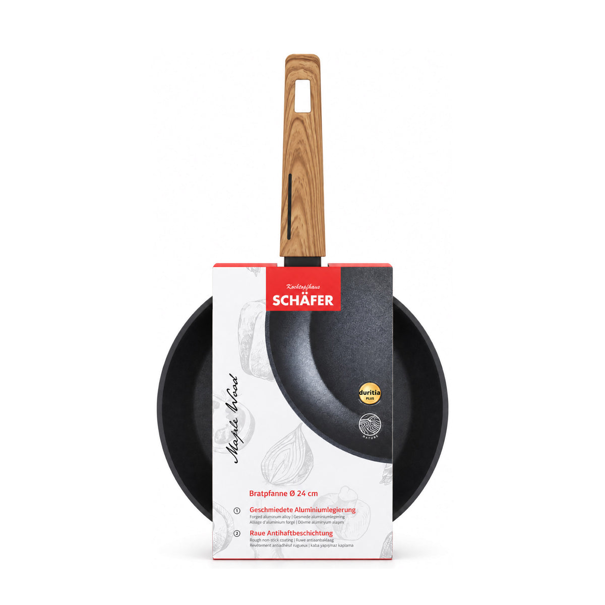 SCHÄFER Bratpfanne Ø 24 cm Maple Wood – Antihaftbeschichtung, induktionsgeeignet