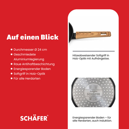 SCHÄFER Bratpfanne Ø 24 cm Maple Wood – Antihaftbeschichtung, induktionsgeeignet – Ansicht 4