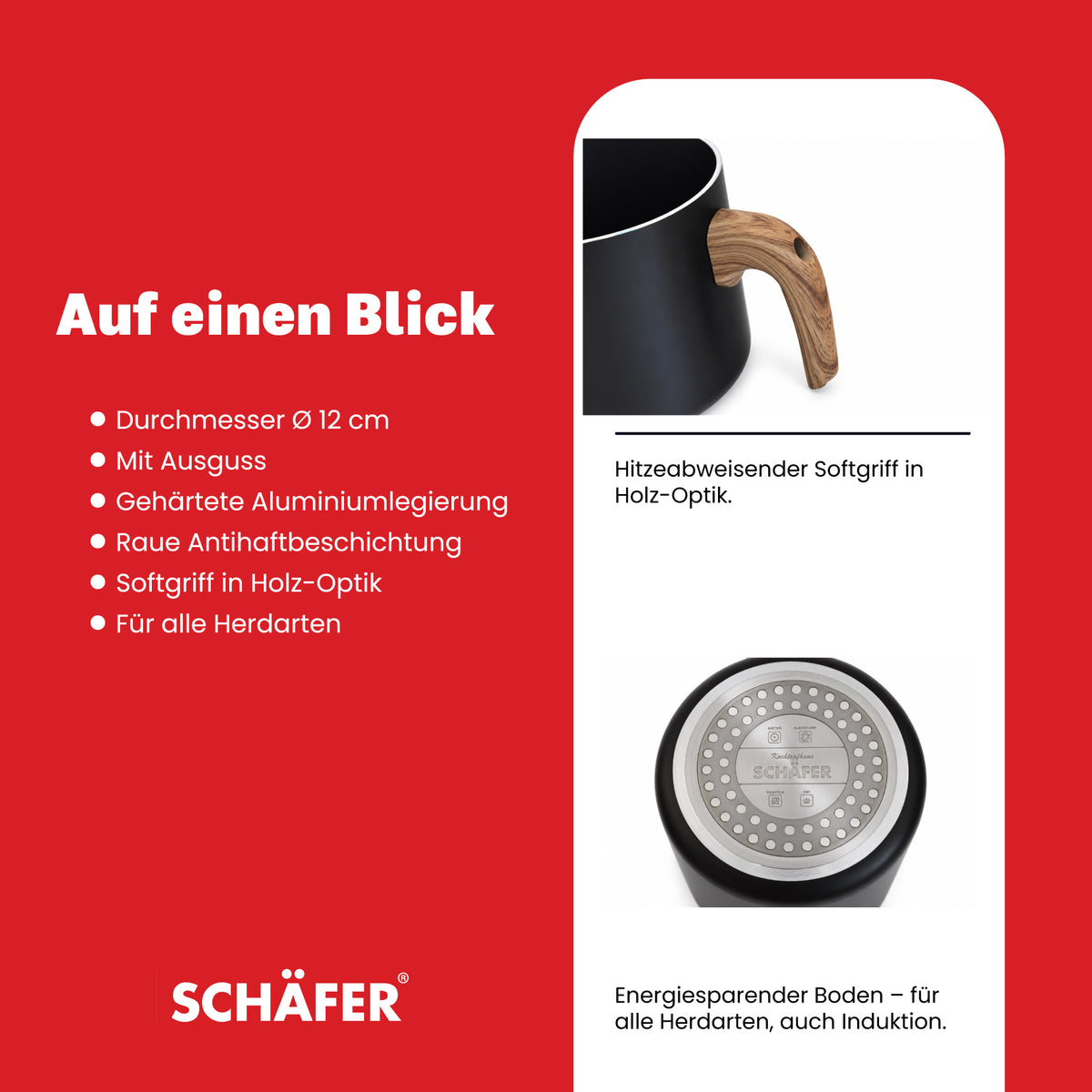 SCHÄFER Milchtopf Ø 14 cm Maple Wood – Antihaftbeschichtung, induktionsgeeignet – Ansicht 4