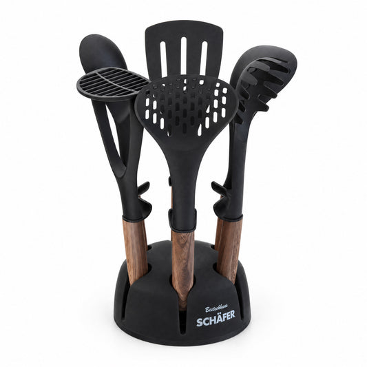 SCHÄFER 7-tlg. Küchenhelfer-Set Maple Wood – hitzebeständig bis 180 °C