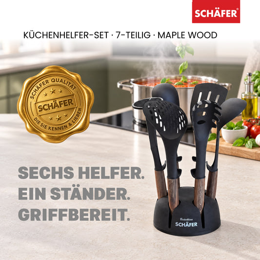 SCHÄFER 7-tlg. Küchenhelfer-Set Maple Wood – hitzebeständig bis 180 °C – Ansicht 2