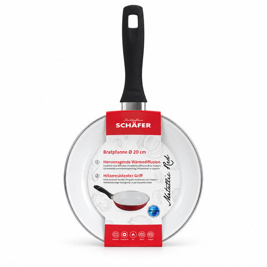 SCHÄFER Emaille Bratpfanne Ø 20 cm Metallic Red – induktionsgeeignet