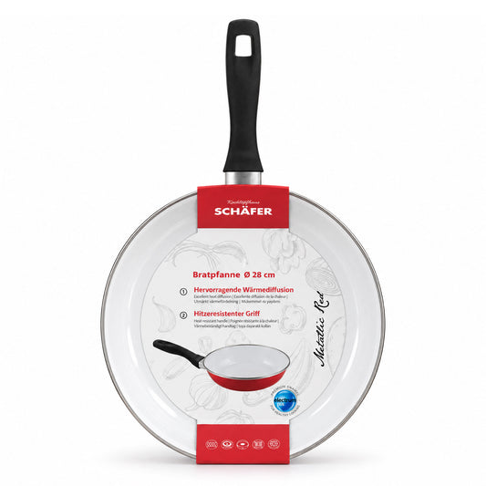 SCHÄFER Emaille Bratpfanne Ø 28 cm Metallic Red – induktionsgeeignet