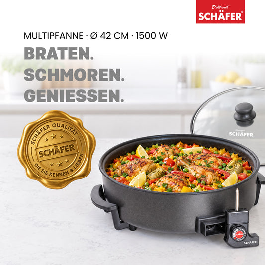 SCHÄFER Multipfanne Ø 42 cm Antihaftbeschichtung 9 cm tief 1500 Watt – Ansicht 2