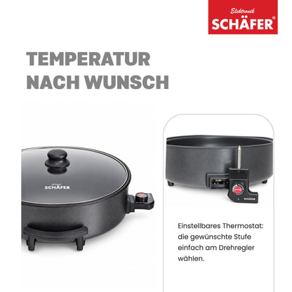 SCHÄFER Multipfanne Ø 42 cm Antihaftbeschichtung 9 cm tief 1500 Watt – Ansicht 3