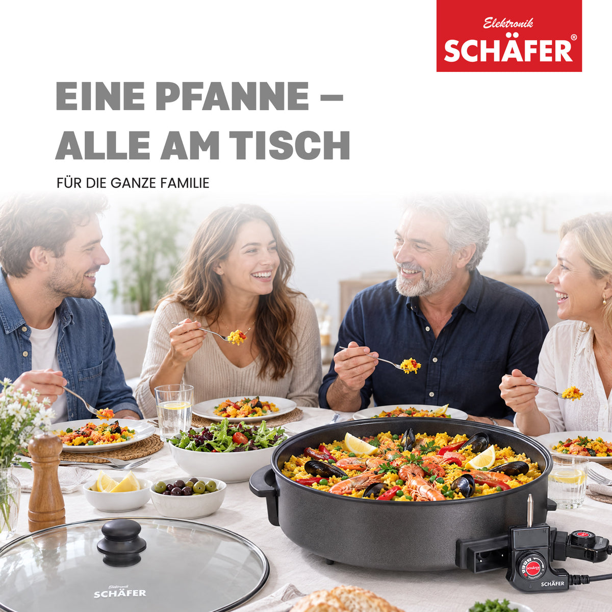 SCHÄFER Multipfanne Ø 42 cm Antihaftbeschichtung 9 cm tief 1500 Watt – Ansicht 6