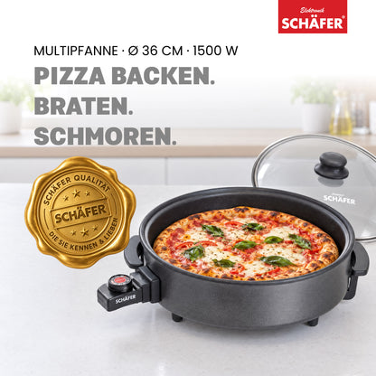 SCHÄFER Multipfanne Ø 36 cm Antihaftbeschichtung 7 cm tief 1500 Watt – Ansicht 2