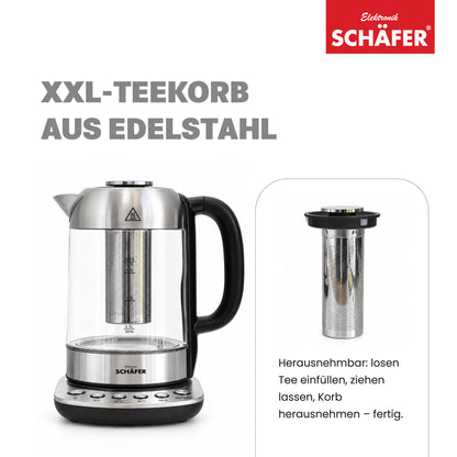 SCHÄFER Wasserkocher 1,7 l Temperaturwahl Silber 2200 Watt – Ansicht 3