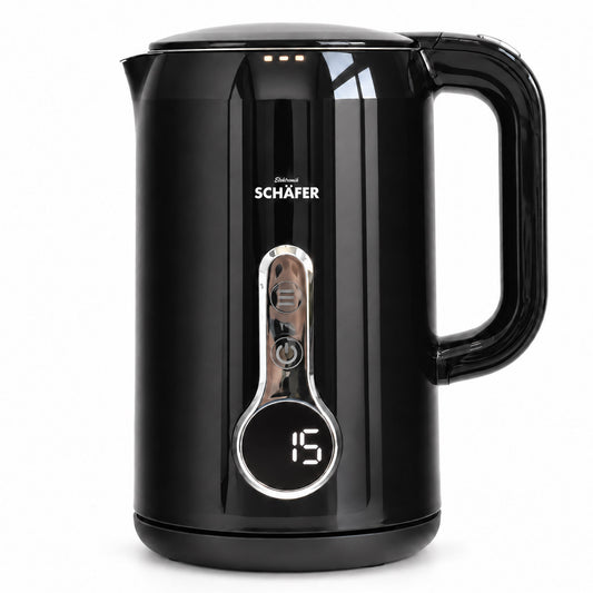 SCHÄFER Wasserkocher 1,7 l Temperatureinstellung Schwarz 2200 Watt