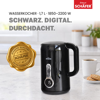 SCHÄFER Wasserkocher 1,7 l Temperatureinstellung Schwarz 2200 Watt – Ansicht 2