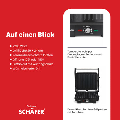 SCHÄFER Kontaktgrill 36,5 × 36 cm 2200 Watt – Ansicht 4