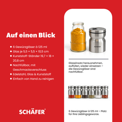 SCHÄFER 7-tlg. Edelstahl Gewürzständer 125 ml – Ansicht 4
