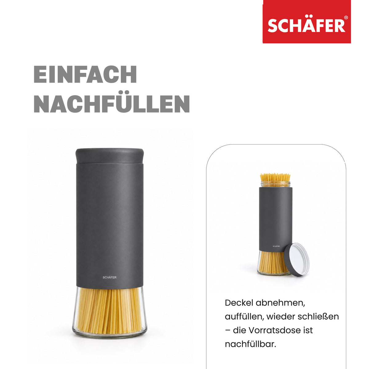 SCHÄFER Vorratsglas 1,8 l Grau – Ansicht 3