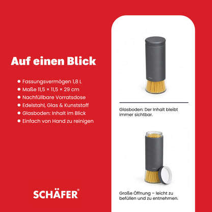 SCHÄFER Vorratsglas 1,8 l Grau – Ansicht 4