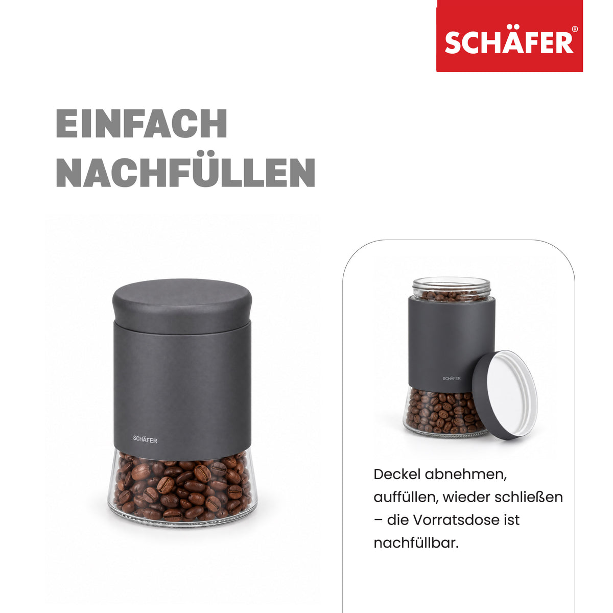 SCHÄFER Vorratsglas 1 l Grau – Ansicht 3