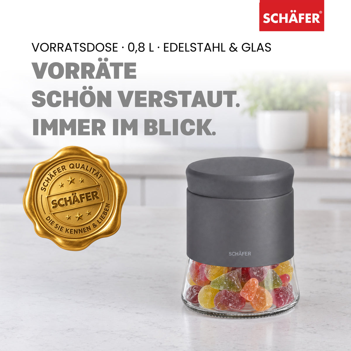 SCHÄFER Vorratsglas 800 ml Grau – Ansicht 2