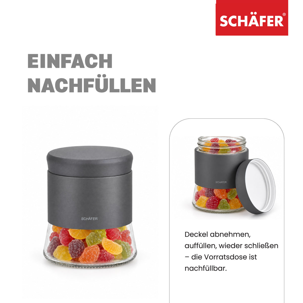 SCHÄFER Vorratsglas 800 ml Grau – Ansicht 3