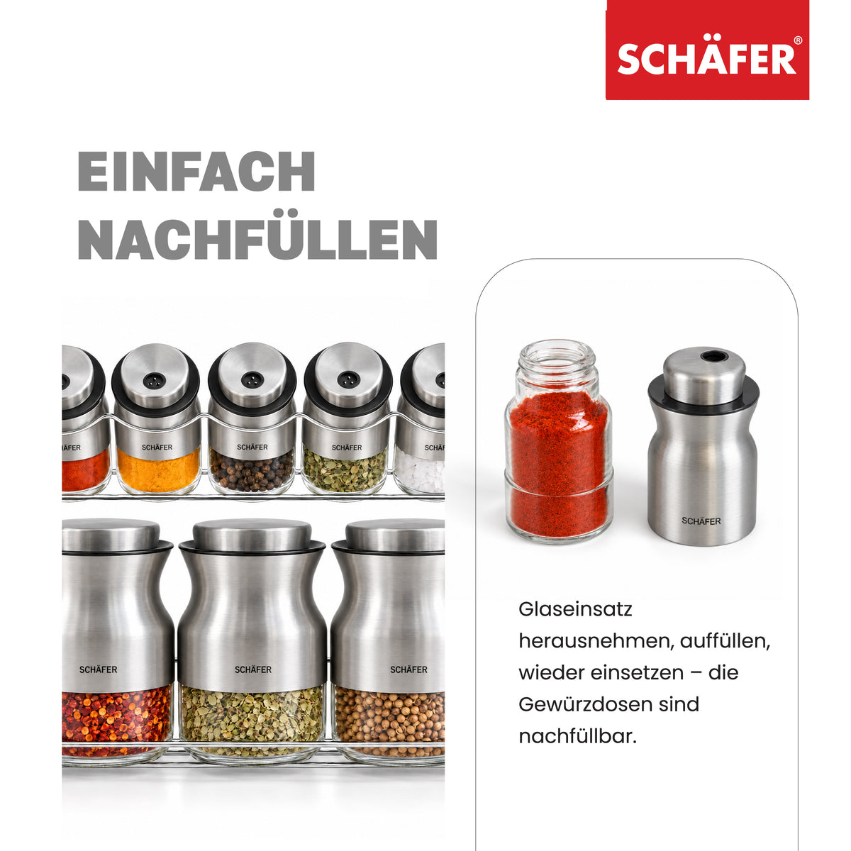 SCHÄFER 8-tlg. Edelstahl Gewürzregal 13 × 26,6 cm – Ansicht 3