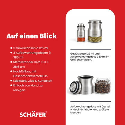 SCHÄFER 8-tlg. Edelstahl Gewürzregal 13 × 26,6 cm – Ansicht 4