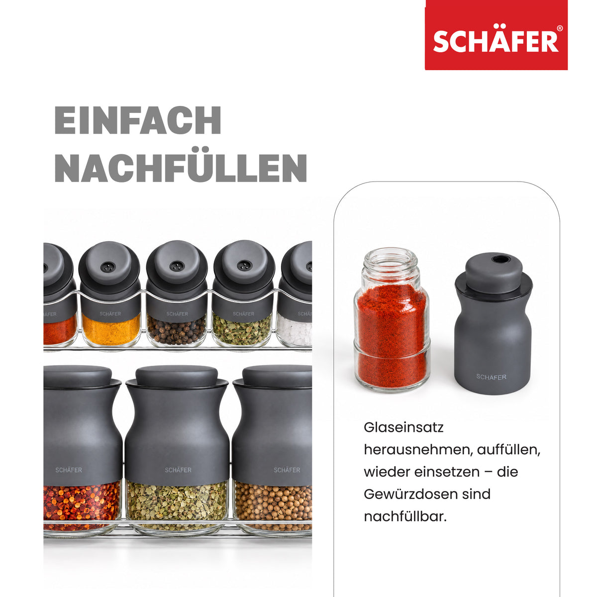 SCHÄFER 8-tlg. Gewürzregal 13 × 26,6 cm Grau – Ansicht 3