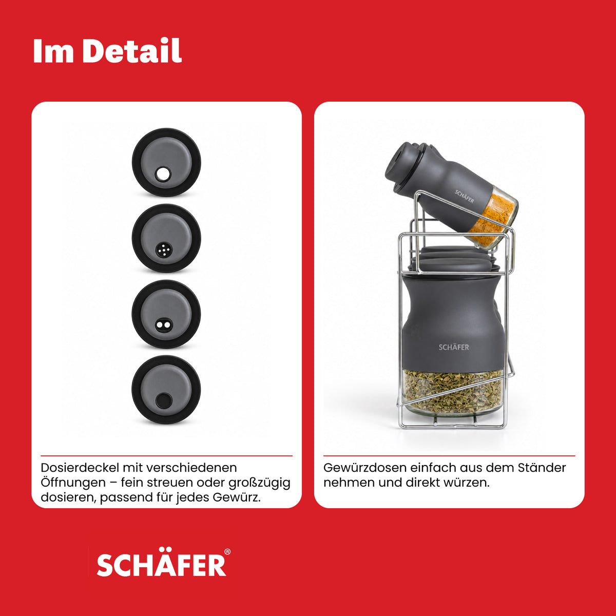 SCHÄFER 8-tlg. Gewürzregal 13 × 26,6 cm Grau – Ansicht 8