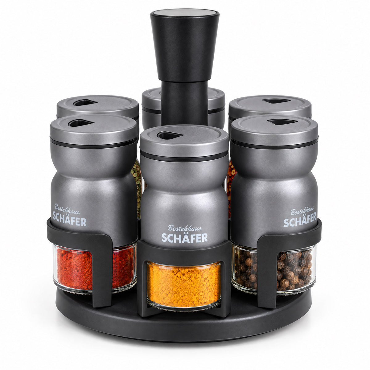 SCHÄFER 7-tlg. Gewürzständer 125 ml Grau