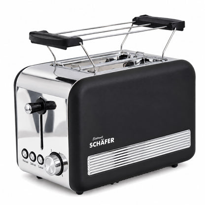 SCHÄFER Edelstahl Toaster 2 Scheiben Cool-Touch Schwarz/Silber 850 Watt