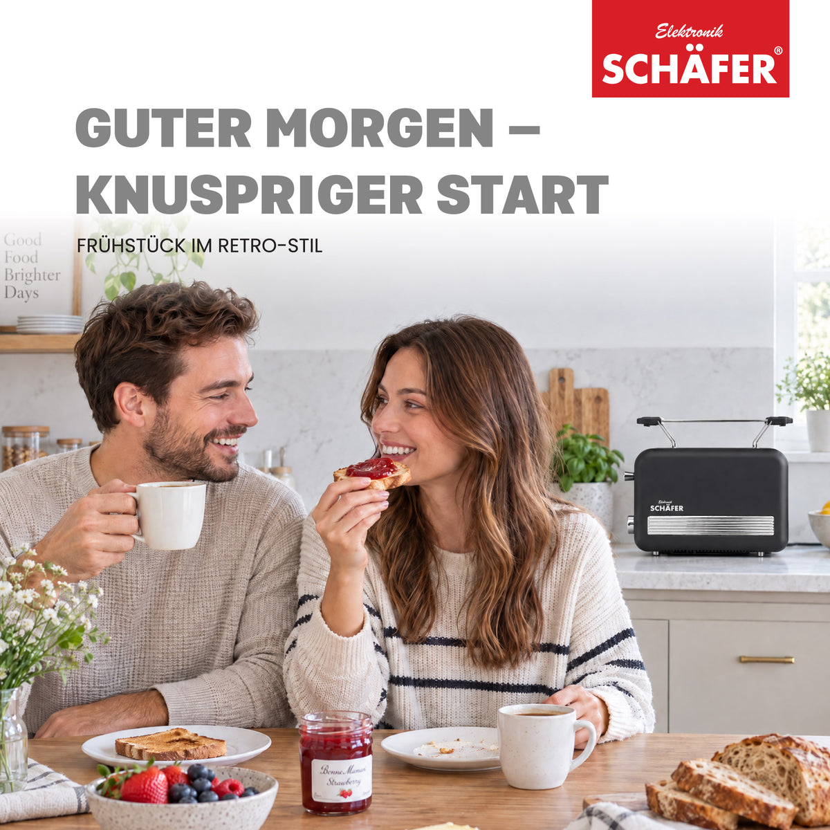SCHÄFER Edelstahl Toaster 2 Scheiben Cool-Touch Schwarz/Silber 850 Watt – Ansicht 6